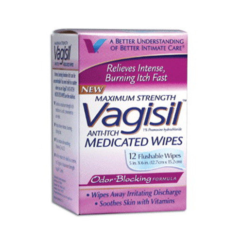 Vagisil Maximum Strength, Anti-Itch Medicated Wipes - 12 Ea